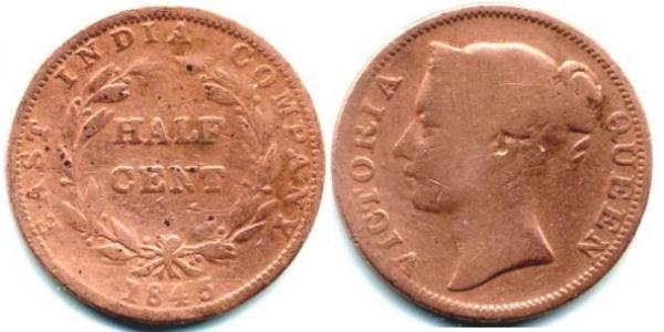 1/2 Cent 海峡殖民地 銅 