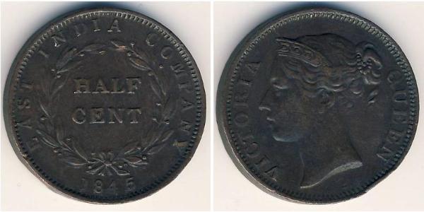 1/2 Cent 海峡殖民地 銅 