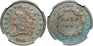 1/2 Cent 美利堅合眾國 (1776 - ) 銅 