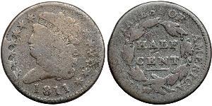 1/2 Cent 美利堅合眾國 (1776 - ) 銅 