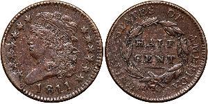 1/2 Cent 美利堅合眾國 (1776 - ) 銅 