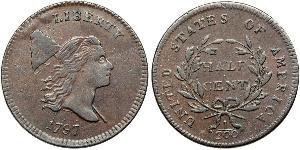 1/2 Cent 美利堅合眾國 (1776 - ) 銅 