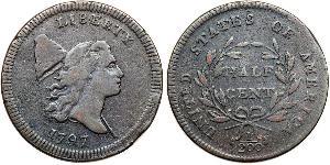 1/2 Cent 美利堅合眾國 (1776 - ) 銅 