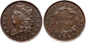 1/2 Cent 美利堅合眾國 (1776 - ) 銅 