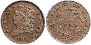 1/2 Cent 美利堅合眾國 (1776 - ) 銅 