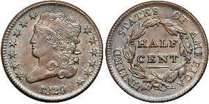 1/2 Cent 美利堅合眾國 (1776 - ) 銅 