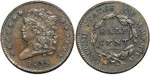 1/2 Cent 美利堅合眾國 (1776 - ) 銅 