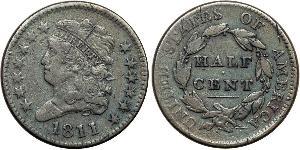 1/2 Cent 美利堅合眾國 (1776 - ) 銅 