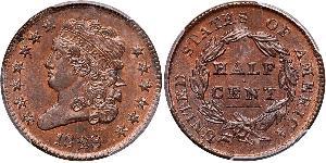 1/2 Cent 美利堅合眾國 (1776 - ) 銅 