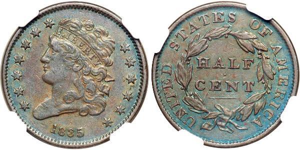 1/2 Cent 美利堅合眾國 (1776 - ) 銅 