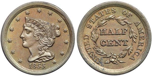 1/2 Cent 美利堅合眾國 (1776 - ) 銅 