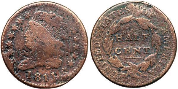 1/2 Cent 美利堅合眾國 (1776 - ) 銅 