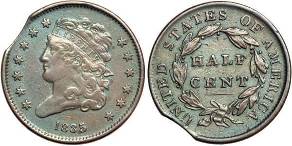 1/2 Cent 美利堅合眾國 (1776 - ) 銅 