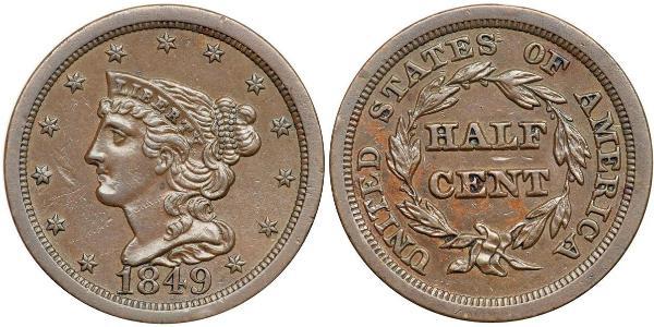 1/2 Cent 美利堅合眾國 (1776 - ) 銅 