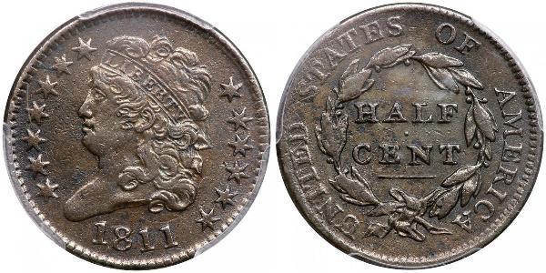 1/2 Cent 美利堅合眾國 (1776 - ) 銅 