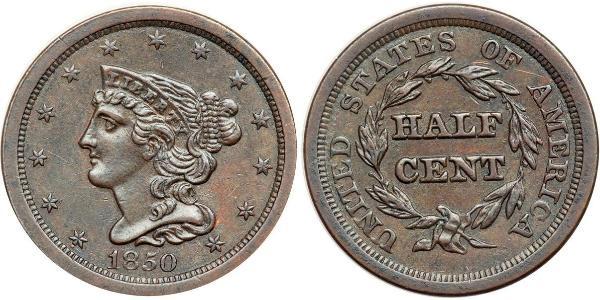 1/2 Cent 美利堅合眾國 (1776 - ) 銅 