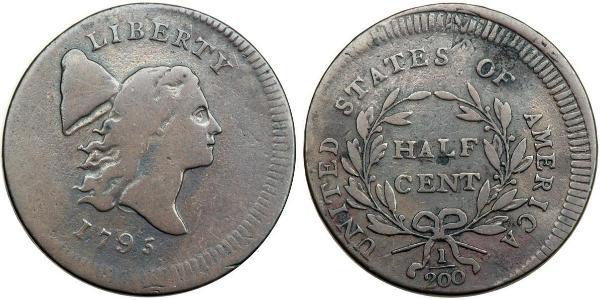 1/2 Cent 美利堅合眾國 (1776 - ) 銅 