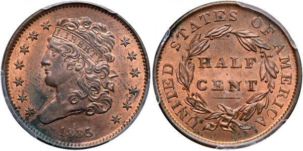 1/2 Cent 美利堅合眾國 (1776 - ) 銅 