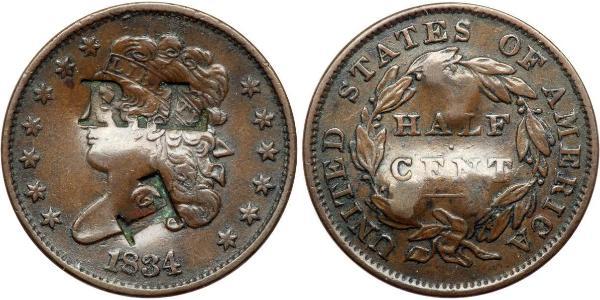 1/2 Cent 美利堅合眾國 (1776 - ) 銅 