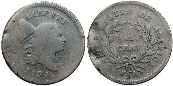 1/2 Cent 美利堅合眾國 (1776 - ) 銅 