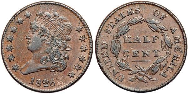 1/2 Cent 美利堅合眾國 (1776 - ) 銅 