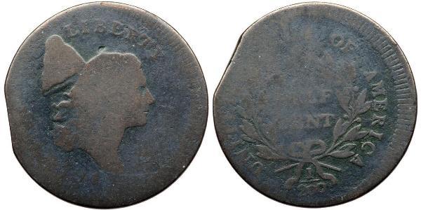 1/2 Cent 美利堅合眾國 (1776 - ) 銅 