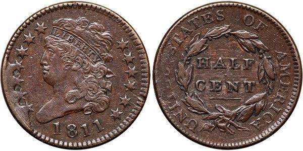 1/2 Cent 美利堅合眾國 (1776 - ) 銅 