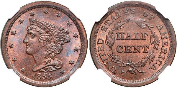 1/2 Cent 美利堅合眾國 (1776 - ) 銅 