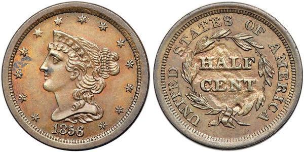 1/2 Cent 美利堅合眾國 (1776 - ) 銅 