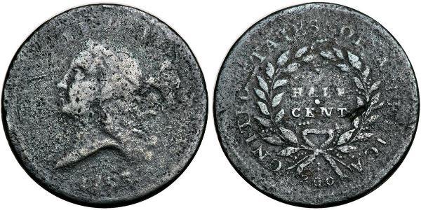 1/2 Cent 美利堅合眾國 (1776 - ) 銅 