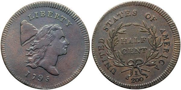 1/2 Cent 美利堅合眾國 (1776 - ) 銅 