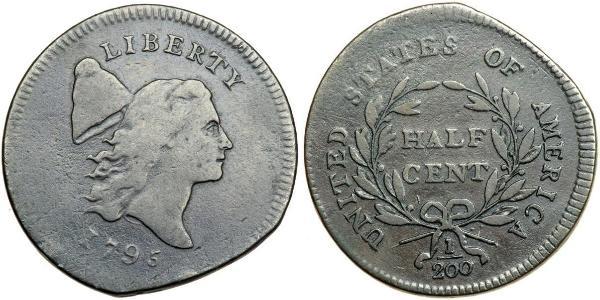 1/2 Cent 美利堅合眾國 (1776 - ) 銅 