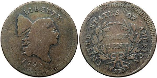 1/2 Cent 美利堅合眾國 (1776 - ) 銅 