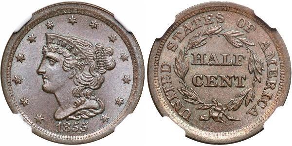 1/2 Cent 美利堅合眾國 (1776 - ) 銅 