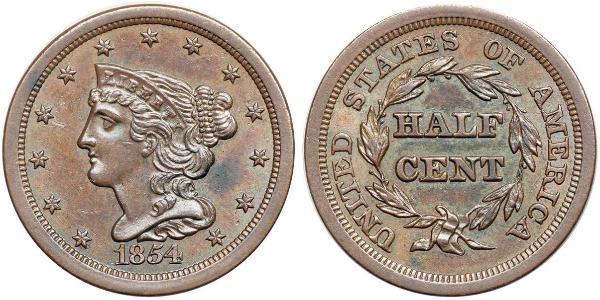 1/2 Cent 美利堅合眾國 (1776 - ) 銅 