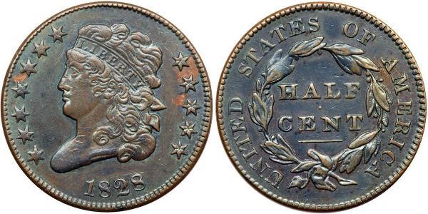 1/2 Cent 美利堅合眾國 (1776 - ) 銅 