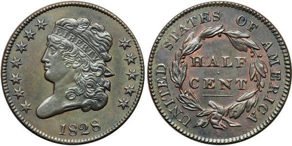 1/2 Cent 美利堅合眾國 (1776 - ) 銅 
