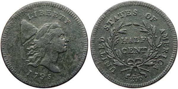 1/2 Cent 美利堅合眾國 (1776 - ) 銅 