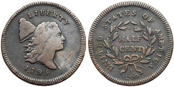 1/2 Cent 美利堅合眾國 (1776 - ) 銅 