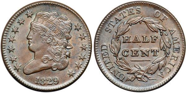 1/2 Cent 美利堅合眾國 (1776 - ) 銅 