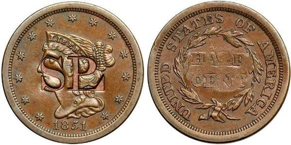 1/2 Cent 美利堅合眾國 (1776 - ) 銅 