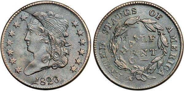 1/2 Cent 美利堅合眾國 (1776 - ) 銅 