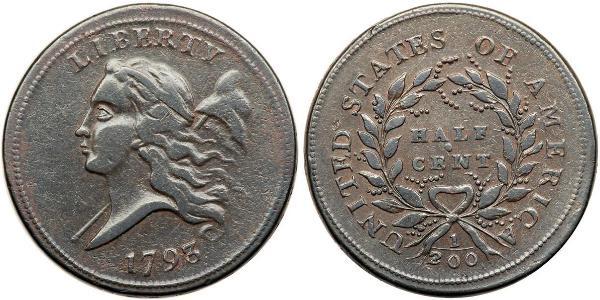1/2 Cent 美利堅合眾國 (1776 - ) 銅 