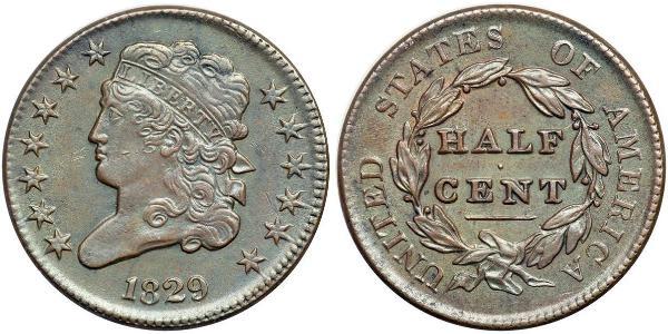 1/2 Cent 美利堅合眾國 (1776 - ) 銅 