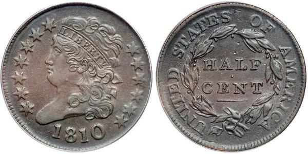 1/2 Cent 美利堅合眾國 (1776 - ) 銅 