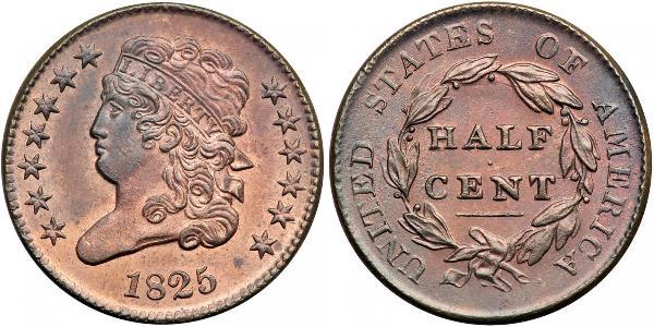 1/2 Cent 美利堅合眾國 (1776 - ) 銅 