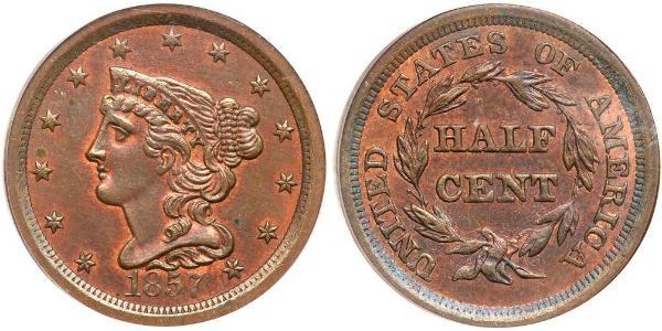 1/2 Cent 美利堅合眾國 (1776 - ) 銅 