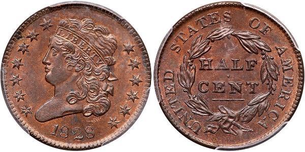 1/2 Cent 美利堅合眾國 (1776 - ) 銅 