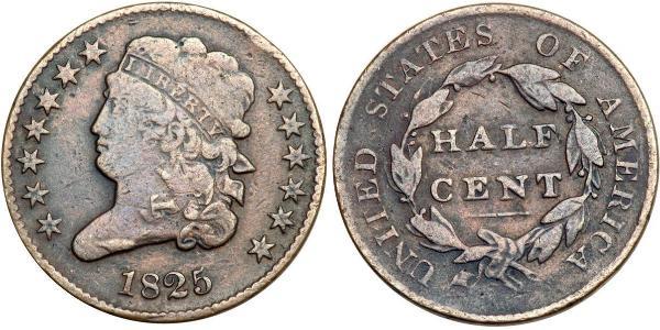 1/2 Cent 美利堅合眾國 (1776 - ) 銅 