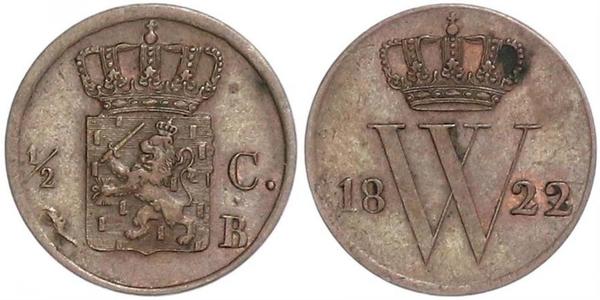 1/2 Cent 荷兰王国 銅 威廉三世 (尼德兰)